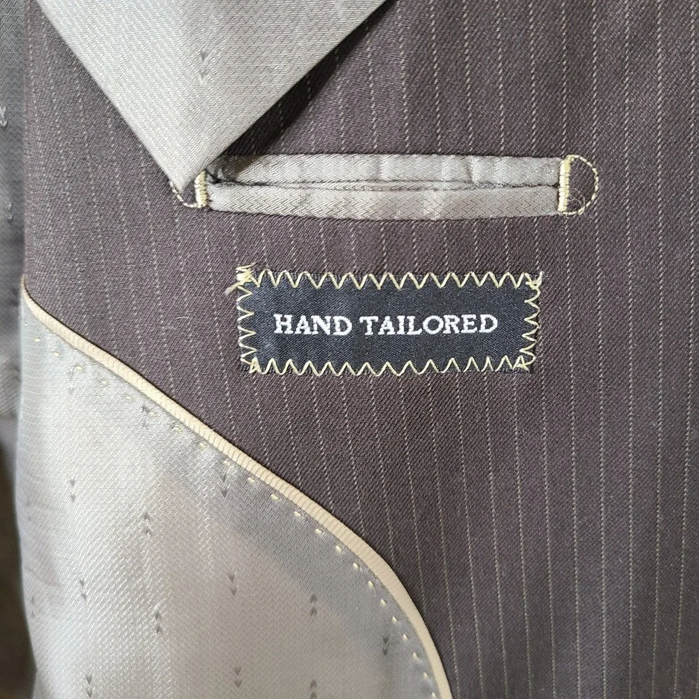 Evan Picone Jacket‎ Mens 42L Brown Striped Blazer Poly Blend 2 Button Suit Coat